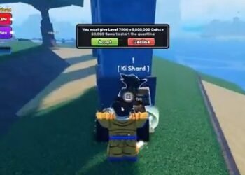 Player accepting the Ki Shard quest from the Legends Arena NPC